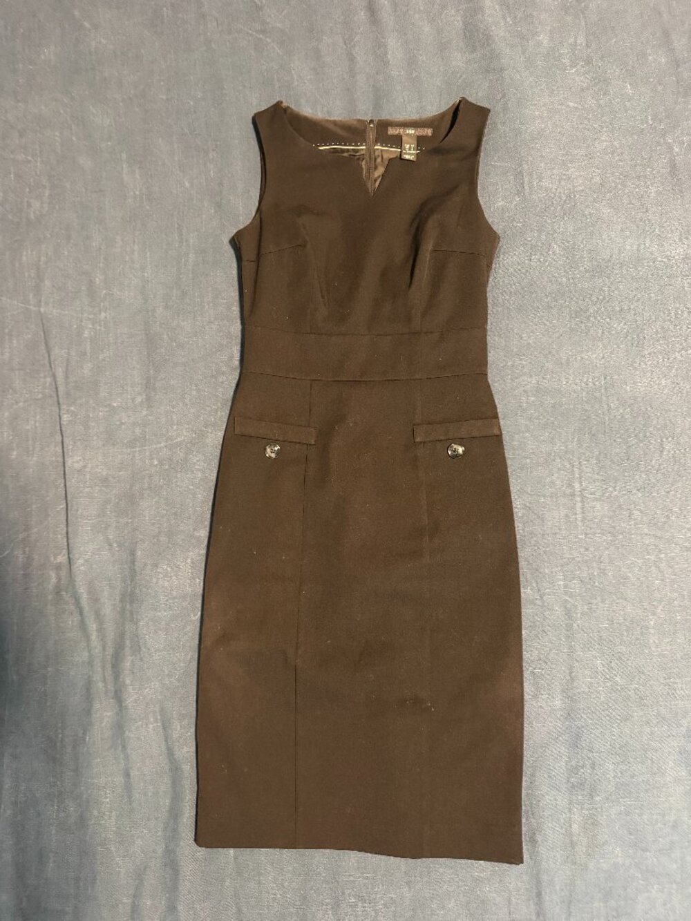 H&M Black Sleeveless Sheath Dress Pocket Flap Detail Career Size 4
